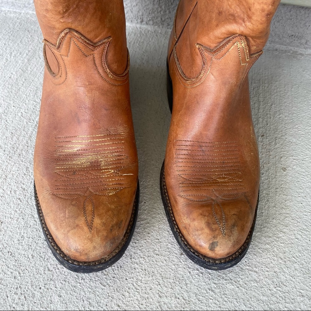 Vintage Tony Lama Men’s Brown Leather Western Cowboy Boots Size 8 D 5062 - Picture 3 of 9